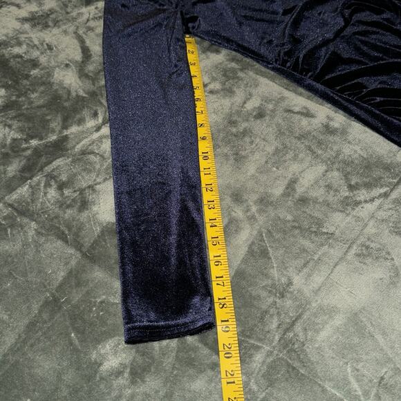 NASHALYLY Bodycon Mermaid Dress Women Small Navy Velvet Ruched Ruffle Side Split - Picture 5 of 8